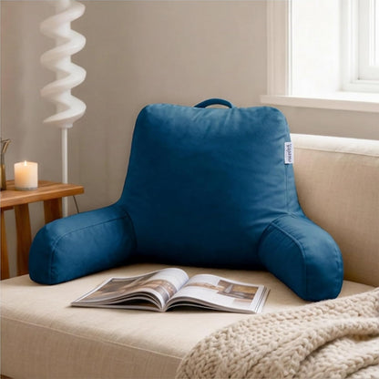 Reading Pillow with Adjustable Memory Foam,Adult Backrest with Arms, Back Pillow for Sitting in Bed with Washable Cover- Large, Gray