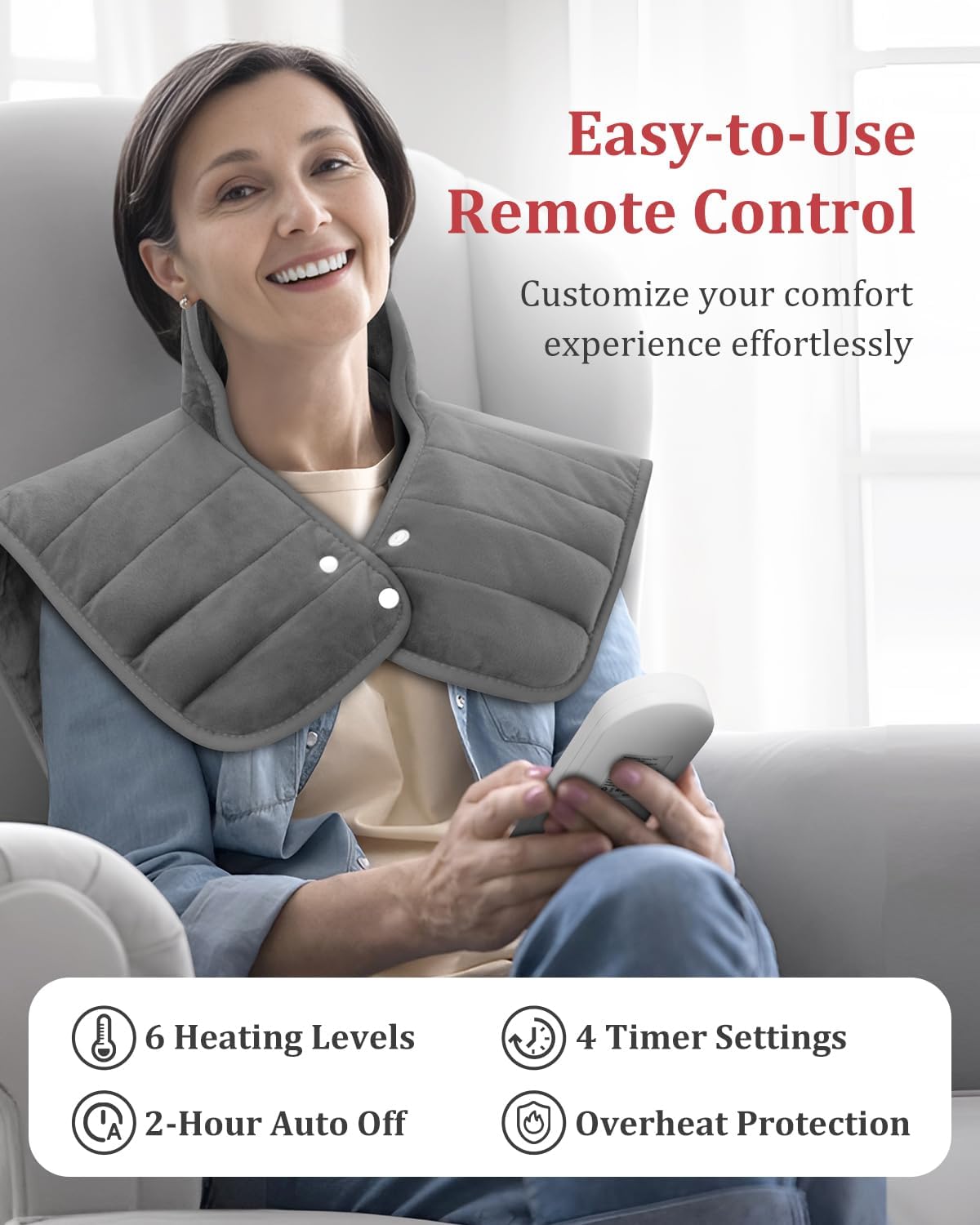 Heating Pad for Neck and Shoulders and Back, 2.7lb Weighted Heated Pads