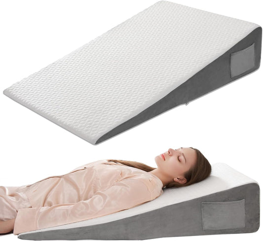 Vekkia 34" Extra-Long Wedge Pillow,7.5" Bed Wedge Pillow for Sleeping,White