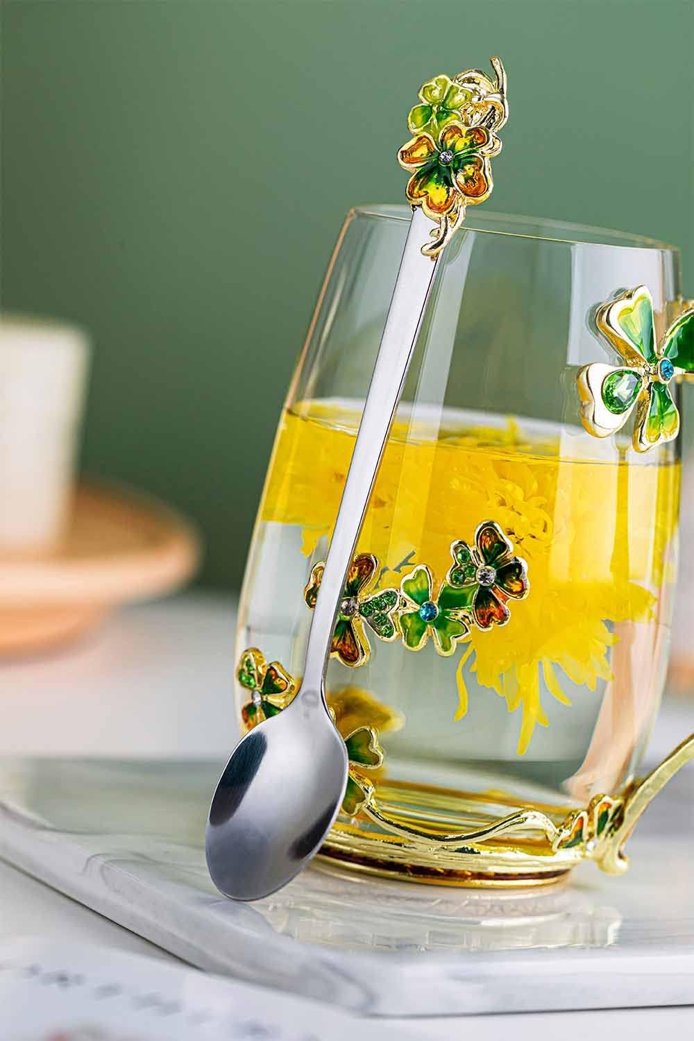 Luka Tech 35OZ Enamel Glass Flower Teapot Gifts For Women
