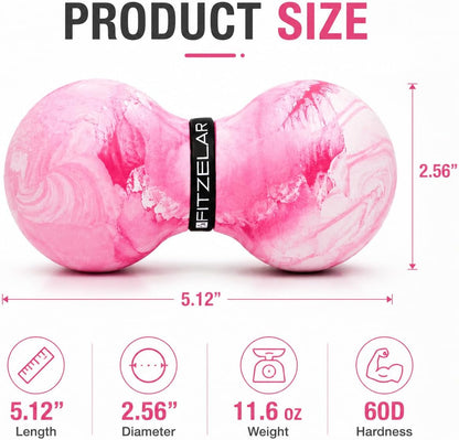 FITZELAR Double Lacrosse Massage Ball for Myofascial Release, Quality Certification, Massage Deep Tissue for Waist Back Feet, Trigger Point Therapy, Muscle Knots, Peanut Massage Ball for Muscle Pain