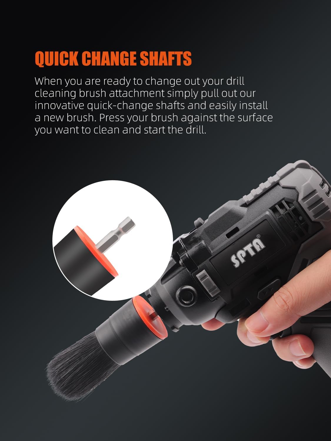 SPTA Drill Brush Attachment, 5 Pcs Mixed Hair Drill Brush Head Set, Auto Detail Set, Replacement Car Detail for Cleaning Interior or Exterior, Used on Electric, Electric Driver