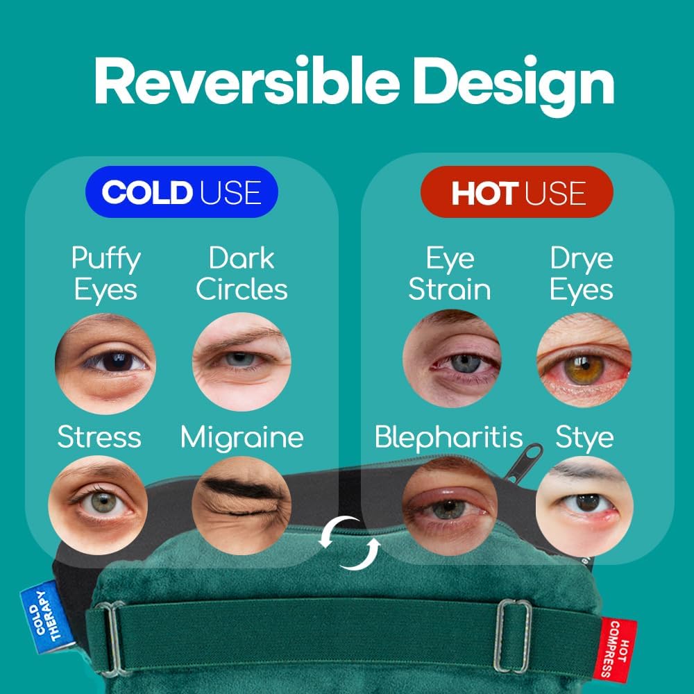 Medi Grade Heated Eye Mask for Dry Eyes, 2-in-1 Warm Compress and Cold Mask