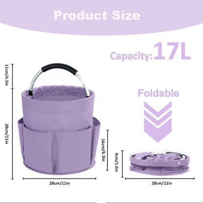 17L Cleaning Caddy with Handle, Cleaning Supplies Organizer, Foldable Storage Basket, Cleaning Supply Caddy, Portable Multi Cleaning Bucket Bag for Home, Garden (Blue)