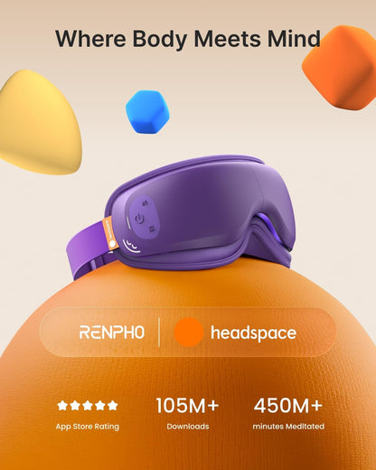 RENPHO Eyeris 1 Eye Massager with Heat, FSA Eligible HSA, Smart Heated Eye Mask for Eye Care, Dry Eyes, Head Tension & Strain Relief, Birthday Gifts for Women and Men