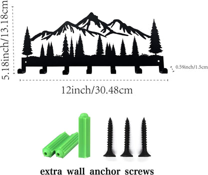 Key Holder for Wall, Metal Decorative Wall Mounted Mountain Key and Mail Holder with Shelf, 2 in 1 Key Hooks for Entryway, Front Door, Hallway, Key Organizer and Key Rack (10 Inches)