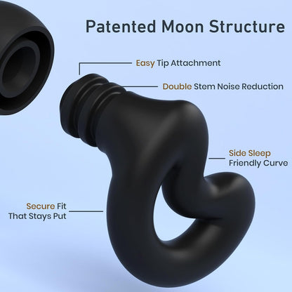 Sleep Ear Plugs for Sleeping,Noise Reduction NRR40dB,Reusable Earplugs for Sleep,Side Sleepers,Snoring Reducing,XS/S/M/L Tips and Carrying Case Black