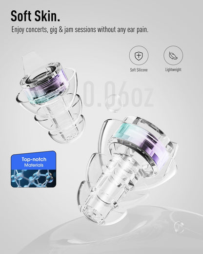 Hearprotek Concert Ear Plugs, 2Pairs Reusable high Fidelity Musician Ear Plugs for Concerts Loud Music-Noise Reduction Ear Protection earplugs for Rave,Festival,Music,Tinnitus Relief