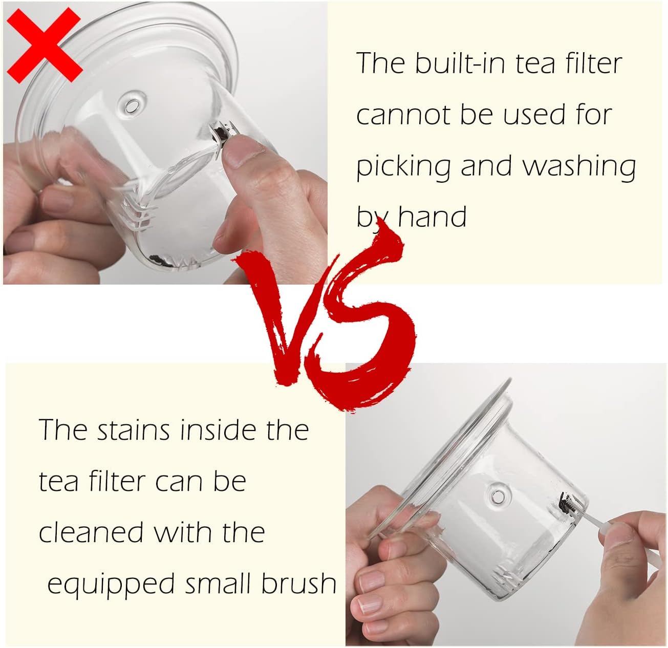 WHJY Glass Teapot with Infuser for Loose Tea, Small Clear Magic Tea Kettle for Stove Top, Clear Japanese Tea Kettle with Wooden Handle Kyusu Teapot - 17oz