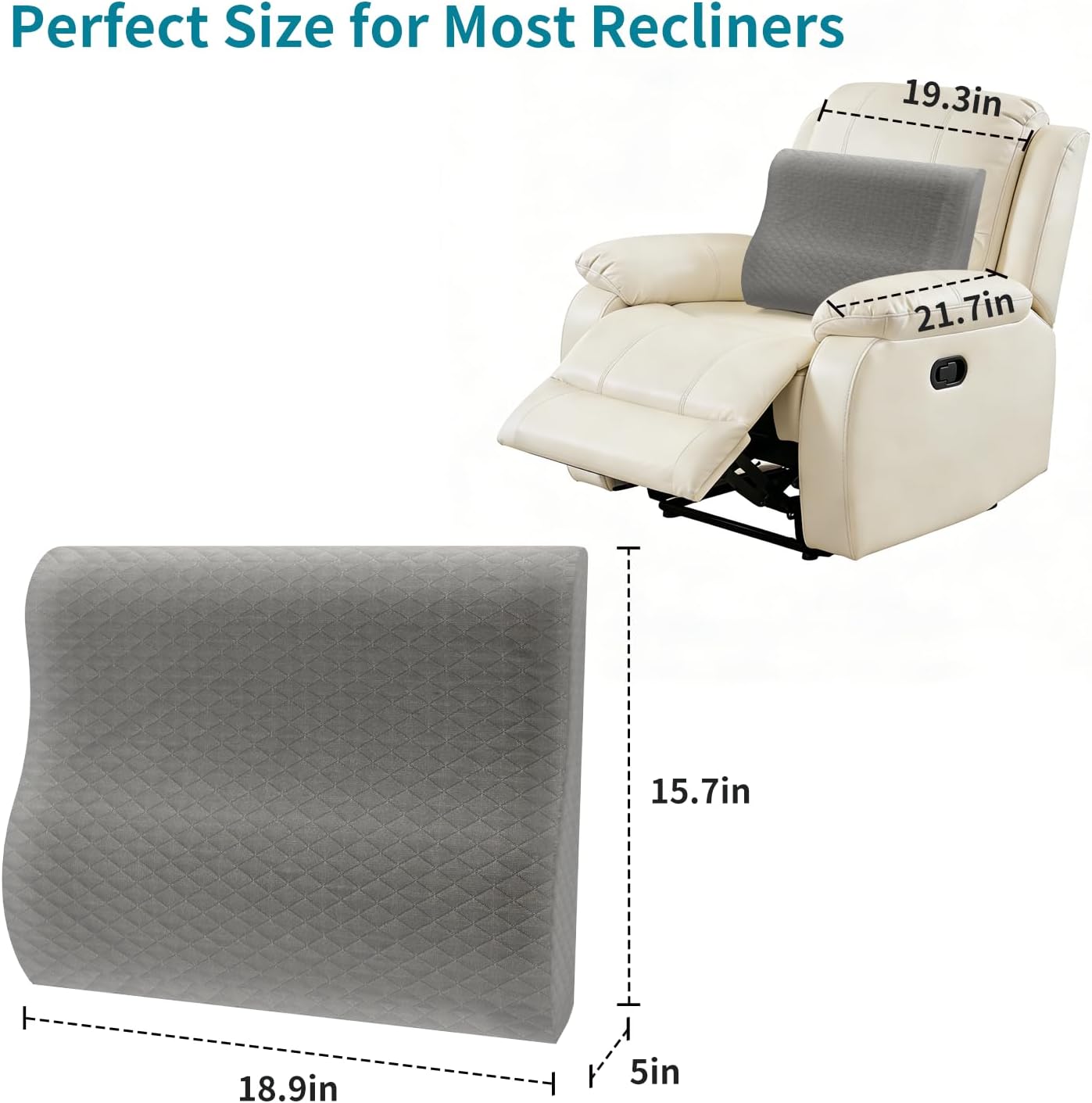 Lumbar Support Pillow for Recliner - Backrest for relieving lower back pain | Couch Cushion with Gel Memory Foam & High-density Foam, for Sofa, Accent Chair & Armchair, adjustable straps & washable cover