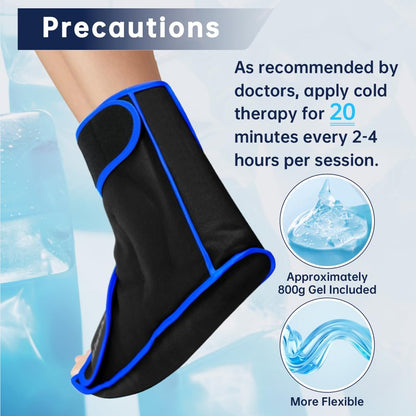 Ankle Ice Pack Wrap for Heel Foot Swelling Pain Relief, Reusable Large Hot Cold Gel Pack for Sprain, Achilles Tendonitis, Arthritis, Plantar Fasciitis, Post-Surgery, Sports Injury (Black,1pcs)
