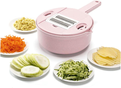 COLLBATH 1Set Wheat Straw Vegetable Slicer Grater Multifunctional Food Cutter with Molded Finger Guard for Safe Use in Kitchen Manual Veggie Chopper Cheese Grater Nordic Powder
