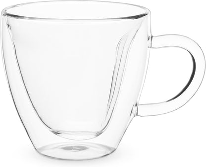 Pinky Up Blake Tea Infuser Mug with Lid, Glass Cups for Loose Leaf or Flowering Teas, Travel Mugs, Home Office, Picnic, Camping, 12 oz Set of 1, Clear