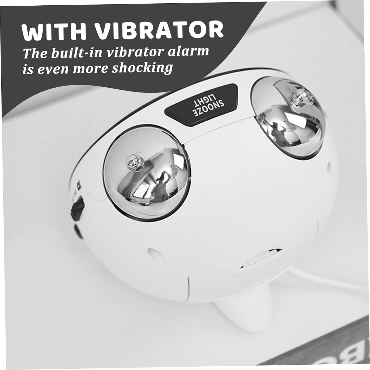Alarm Clock with Bed Shaker Vibrating Alarm Clock with Bed Shaker, Battery Operated Loud for Heavy Sleepers with Dimmer, Snooze and Date Display, White