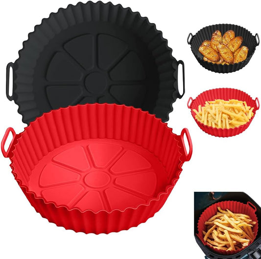 Air Fryer Silicone Liners for Ninja Air Fryer AF101 4 QT AF150 AF161 5.5 QT MAX XL, for COSORI/Gourmia/PowerXL/InstantPot/Philips 4QT and Most 3 to 5 QT Airfryers, Better than Parchment Paper Liners