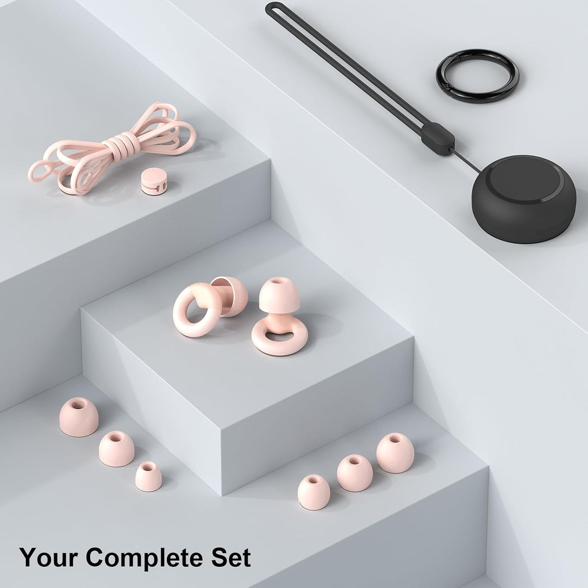 JUSTRVN Earplugs for Sleeping,Noise Reduction Soft Silicone Ear plugs with 7 Pairs Ear tips&One Connection Cord,Hearing Protection Reusable Earplugs for Sleeping,Concert,Work&Sound Reduction 25dB-30db