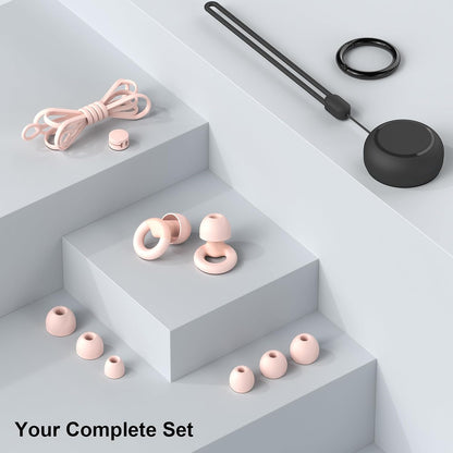 JUSTRVN Earplugs for Sleeping,Noise Reduction Soft Silicone Ear plugs with 7 Pairs Ear tips&One Connection Cord,Hearing Protection Reusable Earplugs for Sleeping,Concert,Work&Sound Reduction 25dB-30db