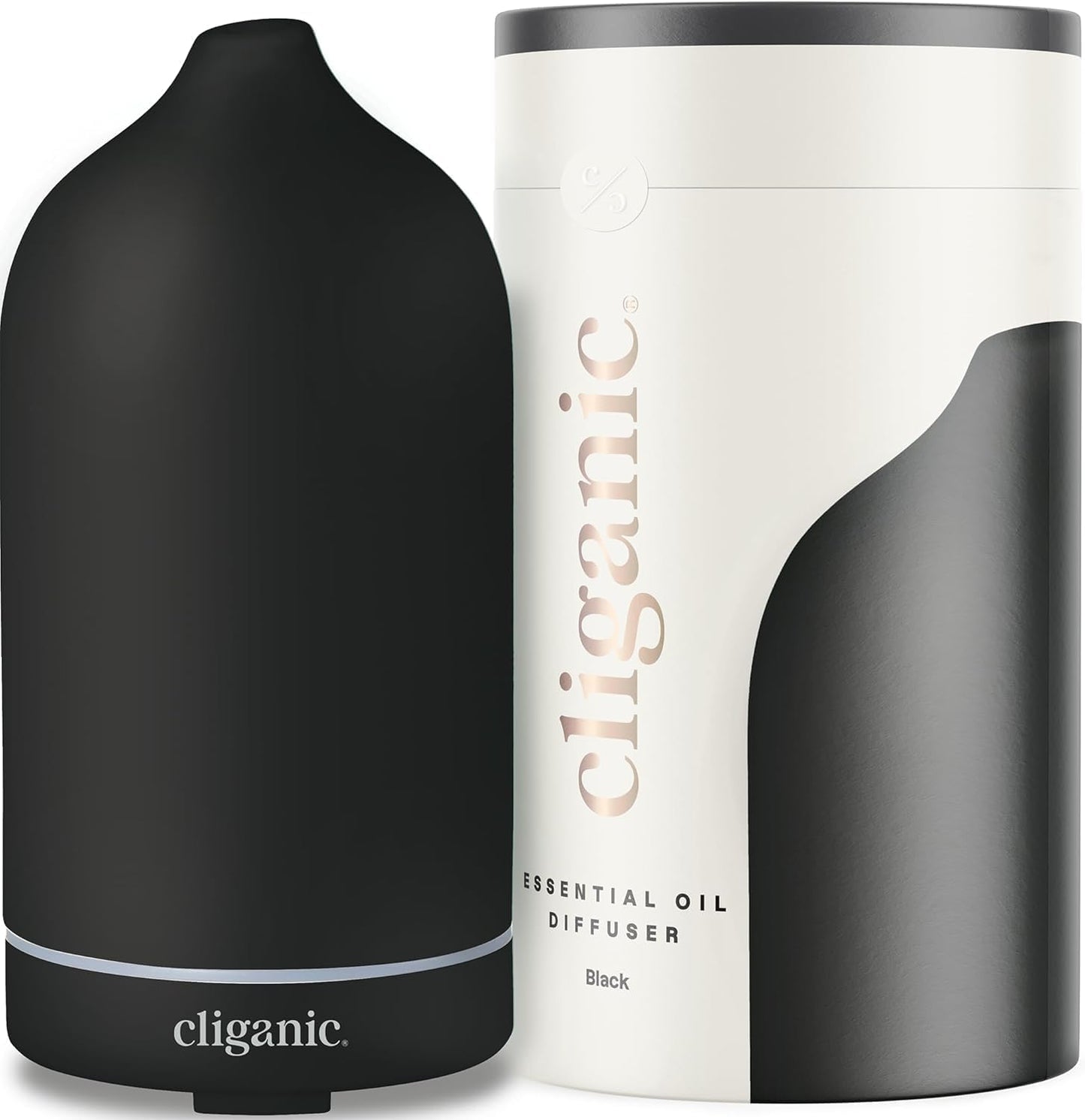 Cliganic Ceramic Diffuser (White), 100ml Ultrasonic for Essential Oils Aromatherapy, Home & Office