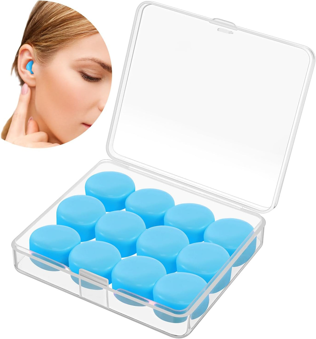 TrelaCo 12 Pack Soft Ear Plugs for Sleeping, Reusable Moldable Silicone Earplugs Noise Cancelling Reduction for Concerts, Swimming, Shooting, Snoring, Airplane, Musicians, Motorcycle (Pink)
