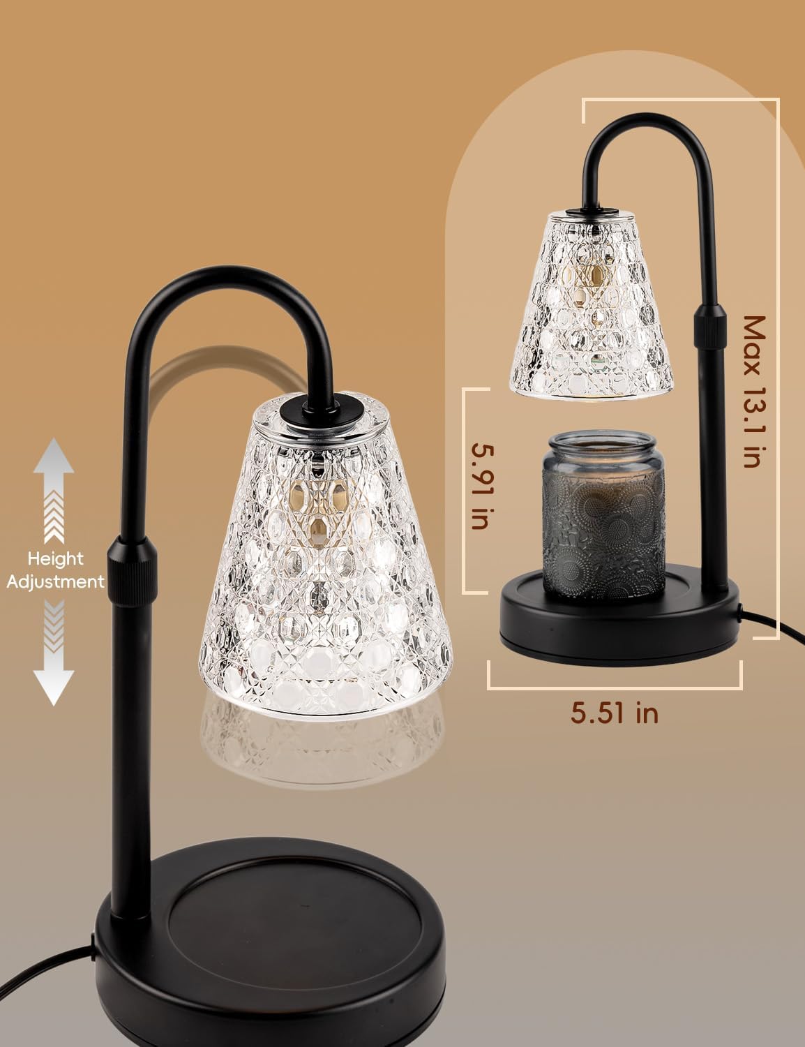 Candle Warmer Lamp with Timer Dimmable, Wax Melt Warmer, Black