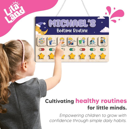 Wooden Chore Chart for Kids, Wooden Daily Routine Chart for Kids, Visual Schedule for Kids, Chore Reward Chart, Bedtime Morning Routine Chart for Toddlers