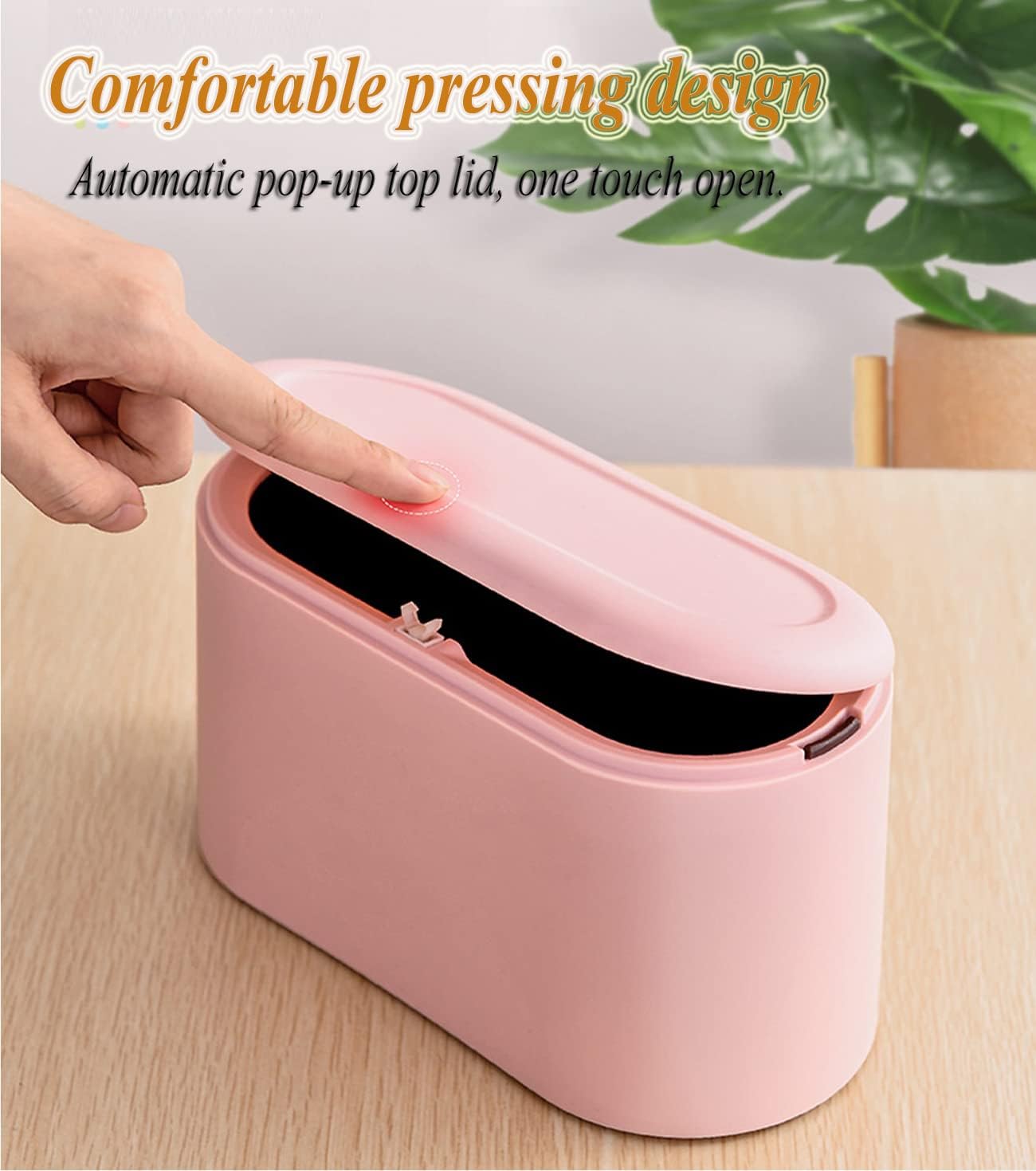 LTWQLing Mini Trash Can with Lid - Removable Small Garbage Can, Tiny Plastic Trash Bin, Pop Up Countertop Wastebasket, Counter Garbage Lint Bin for Bathroom,Office,Kitchen,Desk,Coffee Table(White)