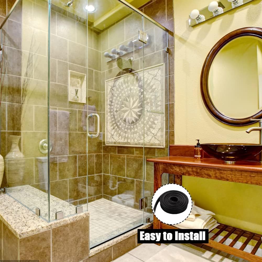 Framed Shower Door Bottom Seal Strip Replacement Shower Bottom Waterproof Door Rubber Sweep Trim Clear Seal for Home Bathroom Glass Shower Door 108 x 13/16 x 5/32 Inch Tee Insert Shape