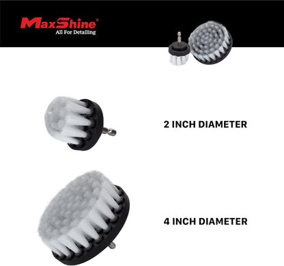 Maxshine Universal M8 Light-Duty Soft Leather & Fabric Brush Drill Attachment – White Scrub Brush Kit for Fabric, Leather, Upholstery, Convertable Top & Seats – Removes Grime, Stains, Dirt & Buildup