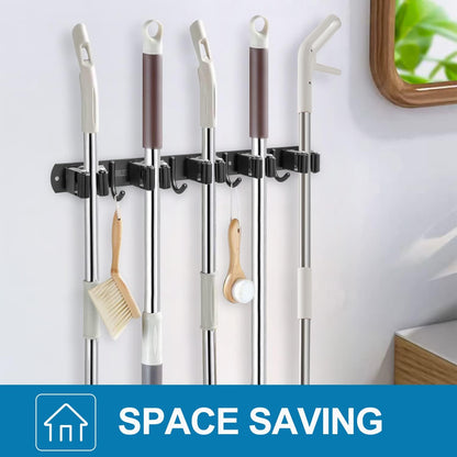 IMILLET Broom Holder Wall Mount, Heavy Duty Garage Organization Mop Hanger | Stainless Steel Broom and Mop Organizer Wall Hanging Self Adhesive for Laundry Room,Garden,Utility