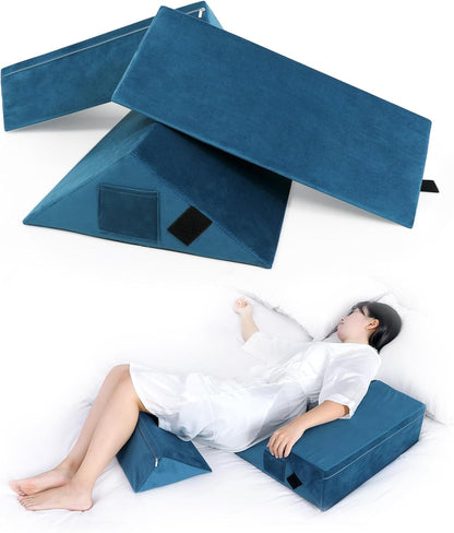 Fanwer Positioning Wedge Pillow for Side Sleeping (3 in 1), 40 Degree Triangle Bed Wedges & Body Positioners for Back Pain, Preventing Bedsores, After Surgery, Knees Elevated, Pregnancy