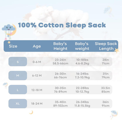 Yoofoss Baby Sleep Sack 0-6 Months Wearable Blanket for Babies 100% Organic Cotton 2-Way Zipper TOG 0.5 Toddler Sleeping Sack 3 Pack, Sleep Sacks