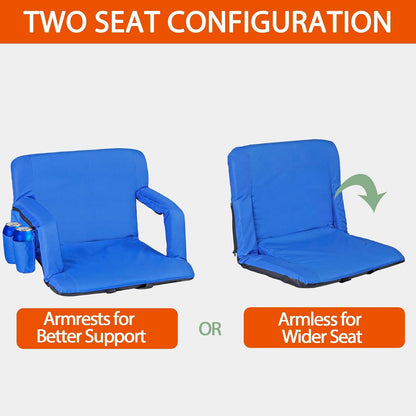 LEMY 20.5"/ 25" Wide Adjustable Stadium Seat for Bleachers Portable Water Resistant Stadium Chair with Back/Arms/Cushion for Outdoor or Indoor