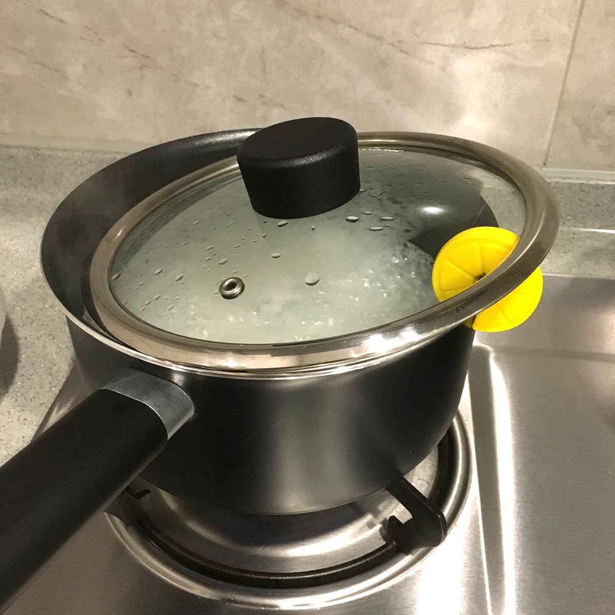 2PCS Pot Lid Overflow Preventer, Silicone Pan Lid Sid Lifter Spill-proof, Pot Lid Holder for Longtime Simmer Cooking, Daily Kitchen Steam Release Gadget