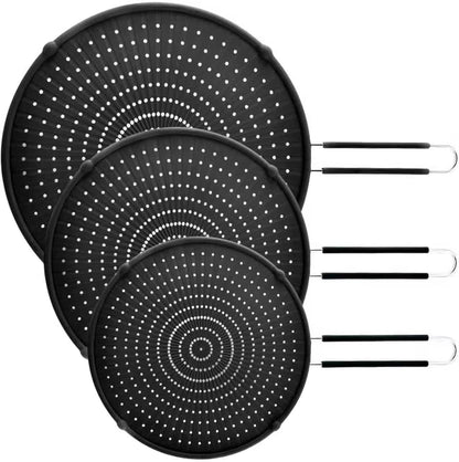 Silicone Splatter Screen for Frying Pan,Grease Splatter Guard,Heat-Resistant Splatter Guards for Cooking,Dishwasher Safe (9.8", 11.4", 13")