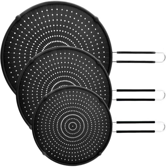 Silicone Splatter Screen for Frying Pan,Grease Splatter Guard,Heat-Resistant Splatter Guards for Cooking,Dishwasher Safe (9.8", 11.4", 13")
