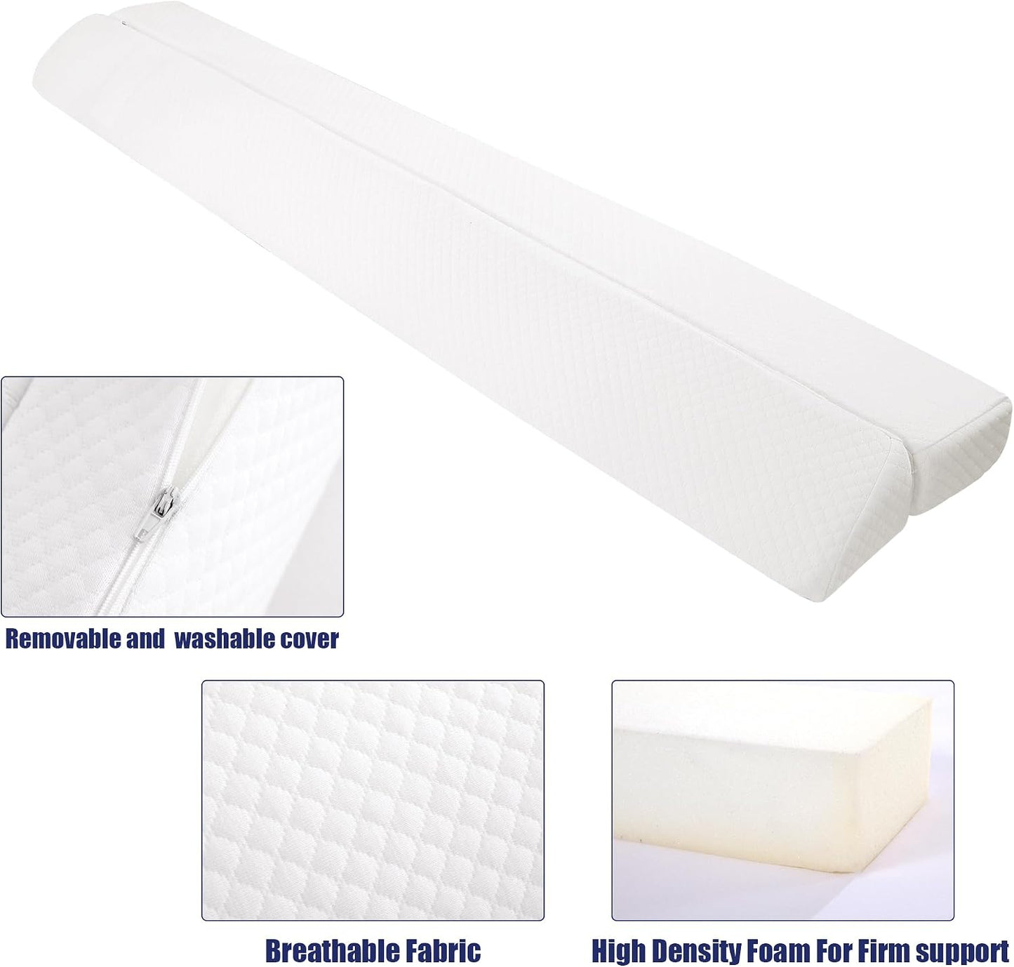HOMBYS Wedge Pillow Headboard for Bed Gap,Foldable Bed Wedge Gap Filler Queen Size,Matterss Gap Filler,Multi Functional Bed Crack Pillow, Fill The Gap (0-7") Between Your Headboard and Mattress,White