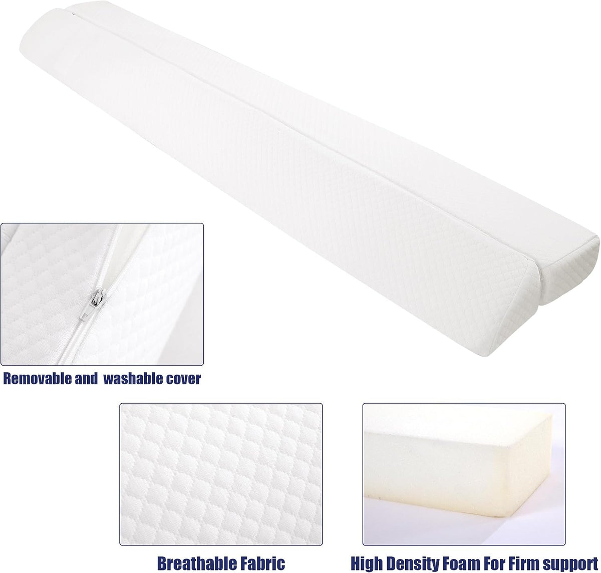 HOMBYS Wedge Pillow Headboard for Bed Gap,Foldable Bed Wedge Gap Filler Queen Size,Matterss Gap Filler,Multi Functional Bed Crack Pillow, Fill The Gap (0-7") Between Your Headboard and Mattress,White