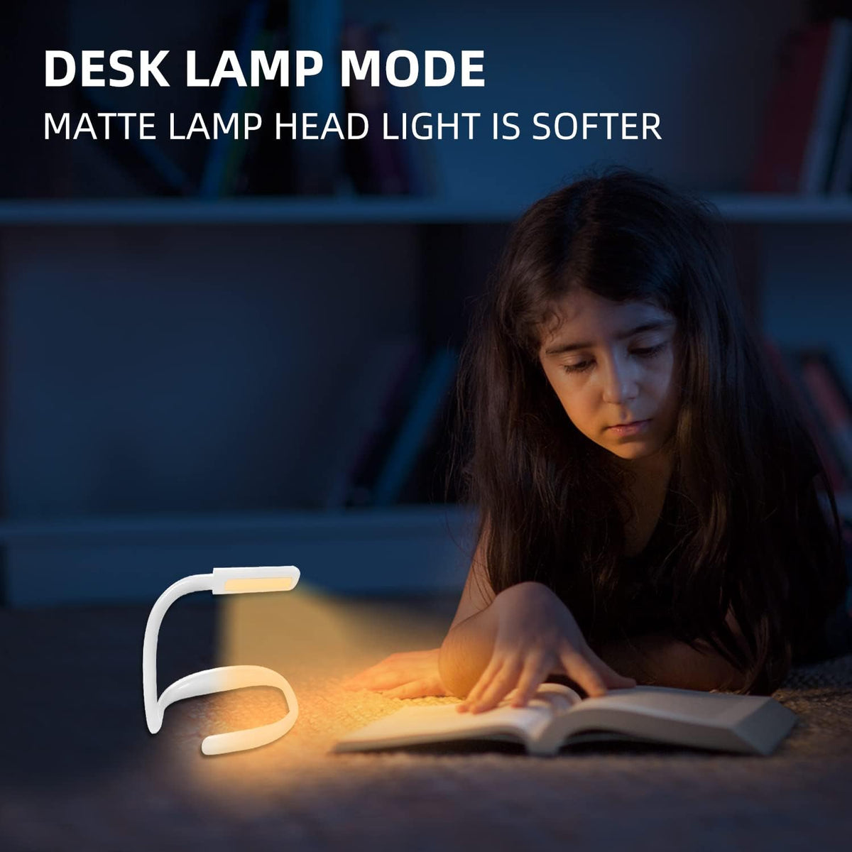 LED Neck Reading Light for Books: 3 Color Adjustable Bendable Arms Black