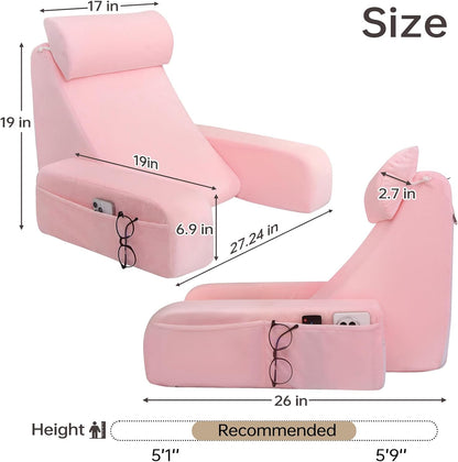 ENITYA 21" Reading Pillow for Bed with Firm Back Support & Big Pockets