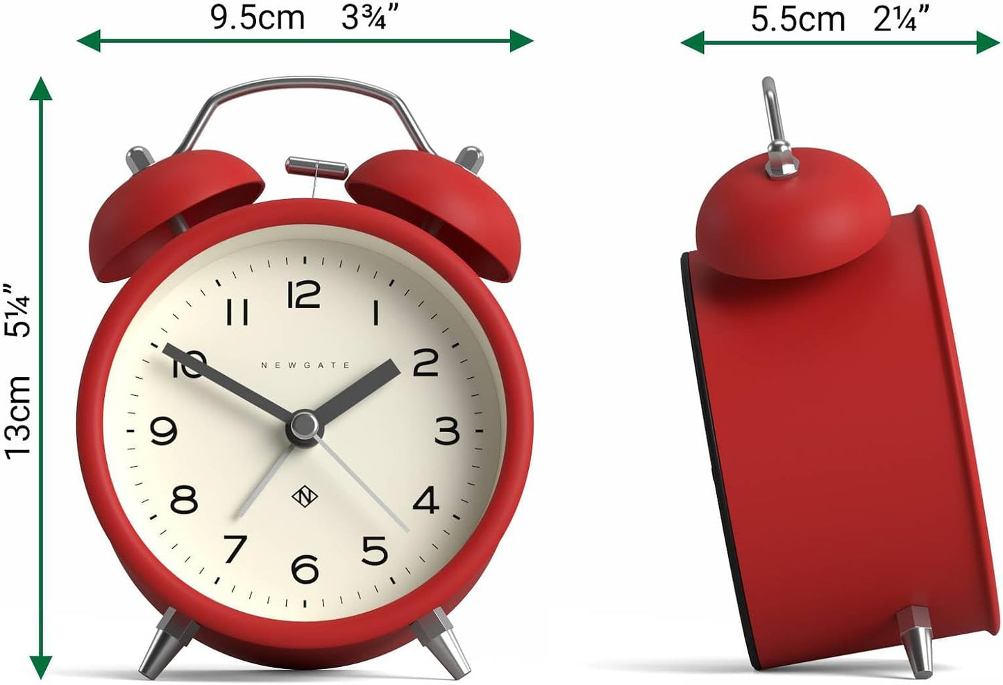 NEWGATE® Charlie Bell Echo Alarm Clock | Modern take on Classic Twin Bell Clock | Yellow | Easy to Read Numbers | Ideal for Bedside, Desk or Shelf | Modern Retro Bedroom & Office Accessory