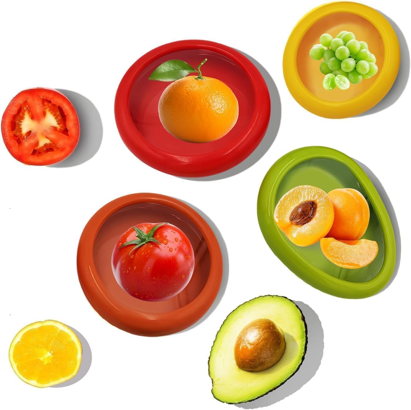 Avocado Preserver, Half Cut Fruit Container - Reusable Kitchen Tool for Refrigerator Onion Storage - Cheese, Lemon, Vegetables, Tomatoes, Fruit Gripper