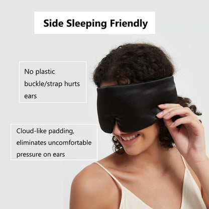 ALASKA BEAR Wraparound Style Organic Cotton Eye Mask with Padded Nose, Big Wide Headband and Large Coverage Ear Muff Sleeping Mask with Bottom Flap for Full Blackout, Dark Grey