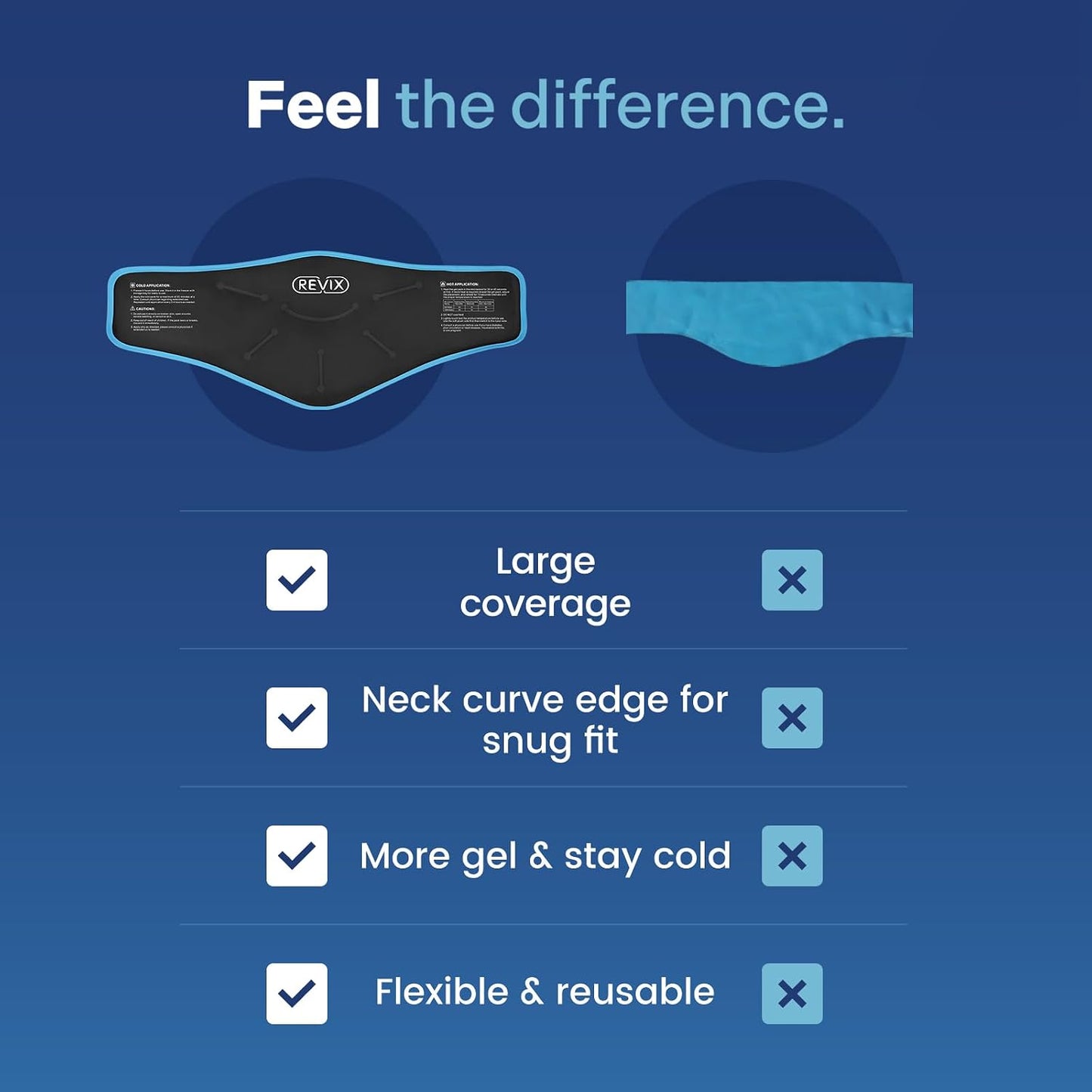 REVIX Neck Ice Pack Wrap – Reusable Hot Cold Gel Pack for Neck and Shoulder, Large Flexible Design with Soft Plush Lining, Cervical Gel Ice Wrap Ideal for Post-Workout Recovery, Fatigue & Relaxation