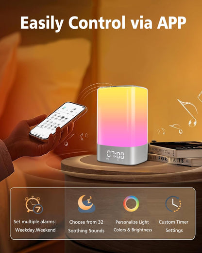 5 in 1 Sound Machine for Sleep,Alarm Clock & Night Light,Bluetooth Speaker