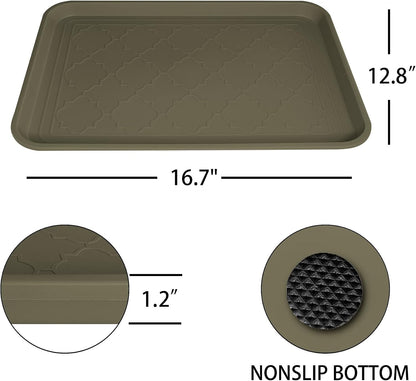 WATANIYA PET Boot Tray for Entryway Indoor, Heavy Duty Shoe Mat Tray 2 Packs, 16.7"x12.8" Waterproof Shoes Trays with Raised Edge, Outdoor Multi-Purpose Mats for Boots, Garden, Pets