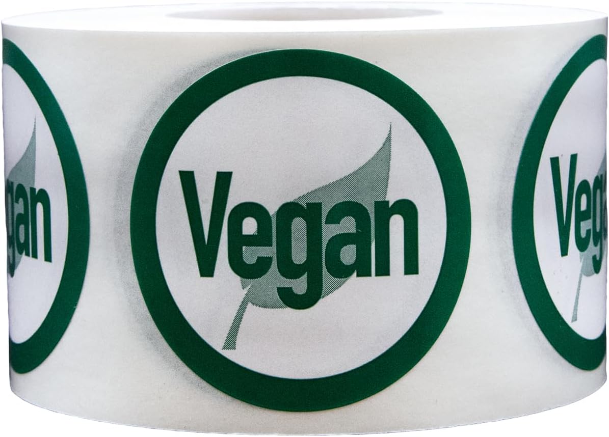 Vegan Food Rotation Labels 1.5 Inch Round Circle Dots 500 Adhesive Stickers