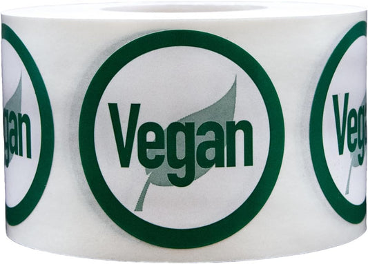 Vegan Food Rotation Labels 1.5 Inch Round Circle Dots 500 Adhesive Stickers