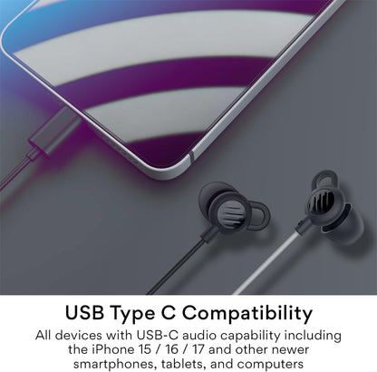 MEE audio SleepTones USB-C Wired Sleep Earbuds for Side Sleepers with Lightweight Low-Profile Silicone Earpieces, Noise Reduction Sleeping Headphones with Built-in Mic & Volume Controls (USB Type C)