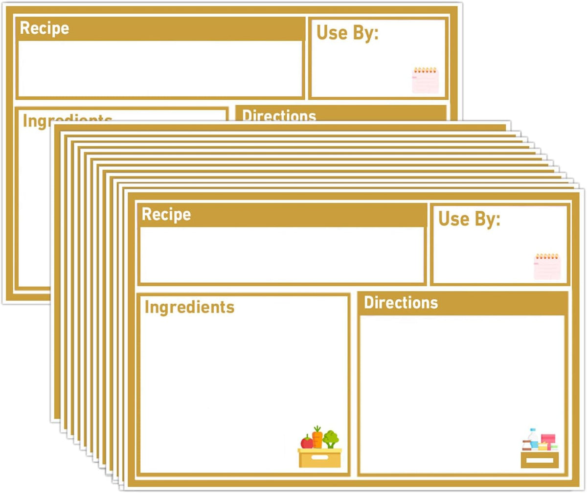 Freezer Meal Labels,3.2 X 5 Inches Freezer Pantry Labels for Bags Oil and Water Resistant Food Storage, Bags Meal with Instructions(50 Pcs Blue)
