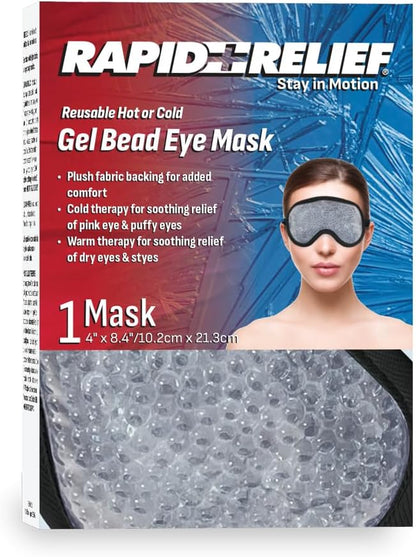Rapid Relief Reusable Hot or Cold Gel Bead Eye Mask, Flexible Fit